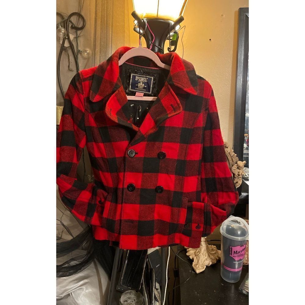 VS PINK buffalo Plaid Peacoat jacket